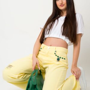 DENIM MICHELA CON DECORAZIONE GIOIELLO SULLE TASCHE