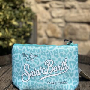POCHETTE SAINT BARTH IN SCUBA CON STAMPA MACULATA CELESTE