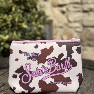 POCHETTE SAINT BARTH IN SCUBA CON STAMPA MUCCATA ROSA